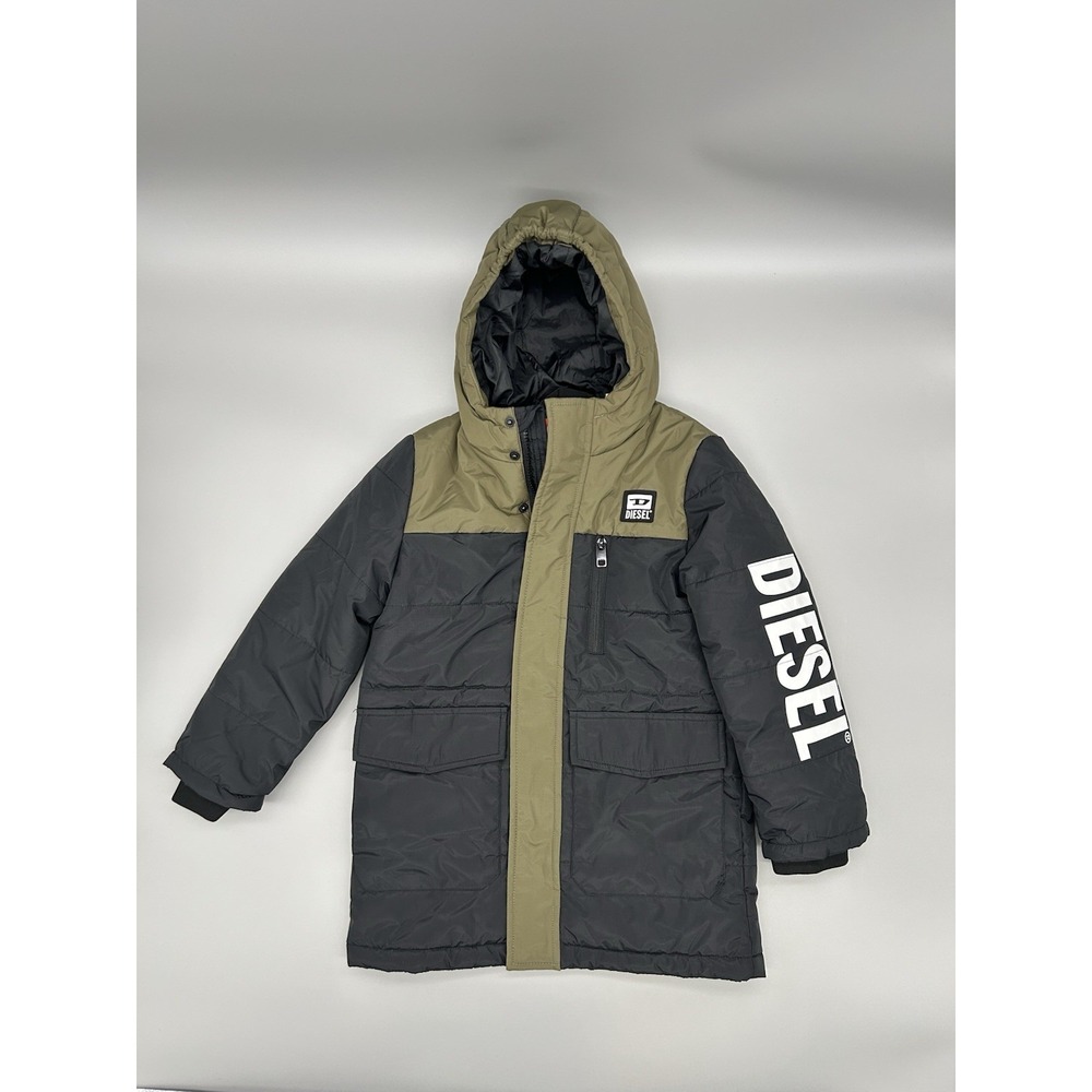 Diesel Winter Coat Hooded Black‎ And Green Boys  youth Size 6